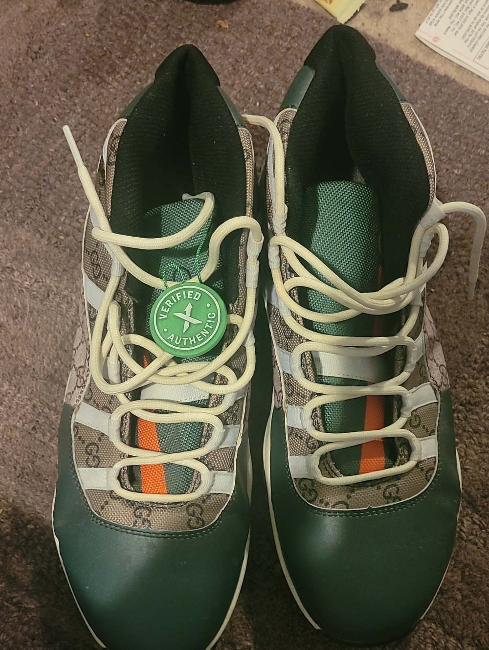 Mens Green and Brown Designer-Gucci Jordan Sneakers